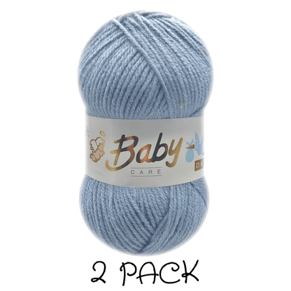 Woolcraft - Baby Care Double Knitting Yarn - 2 or 5 Pack of 100g Balls of 100% Acrylic Yarn - 13 Colours Available - Aqua, Beige, Baby Blue, Oyster, Denim, Lilac, Mint, Peach, Baby Pink, Rouge, Silver, White or Lemon - Perfect for Knitting or Crochet