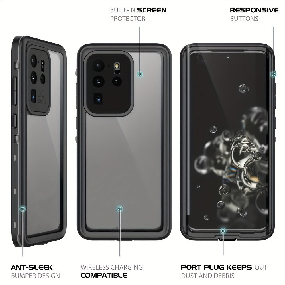 Waterproof Case For Samsung Galaxy S20 FE S20 Plus S20 Ultra 5G IP68 Full Body Protection Shockproof Dustproof Built-in Screen Protector Phone Case