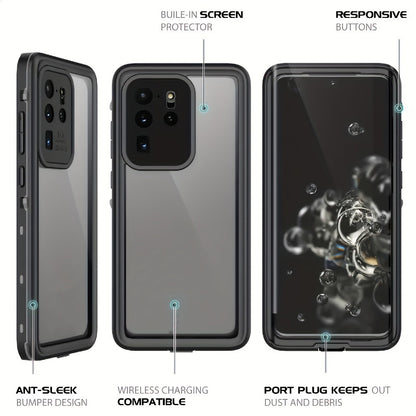 Waterproof Case For Samsung Galaxy S20 FE S20 Plus S20 Ultra 5G IP68 Full Body Protection Shockproof Dustproof Built-in Screen Protector Phone Case