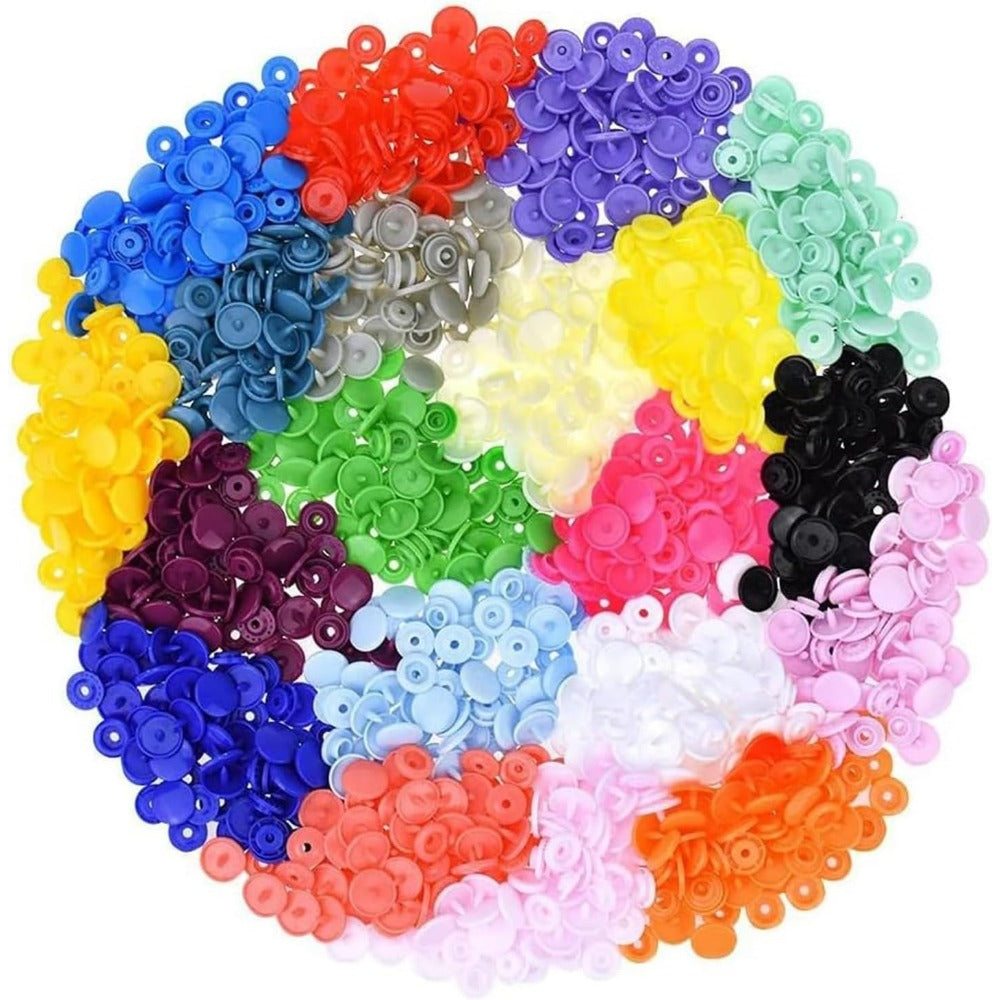 Button Snap Pliers + 360 Piece Set T5 Plastic Button Snap Fasteners 24 Colour Stainless Steel Button Snap Pliers Abrasion Resistant Button Snap Pliers for Garment Sewing Processes
