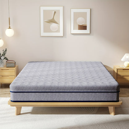 Memory Foam Pocket Spring Hybrid Mattress 23cm – Medium Firm, Motion Isolation, Single, Small Double, Double & King Size, Grey, Hotel-Quality Sleep for UK Bed Frames