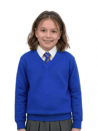 GW CLASSY OUTFIT Boys & Girls V-Neck School Jumper – Kids Unisex Long Sleeve Fleece Uniform Soft & Comfortable Sweatshirt
