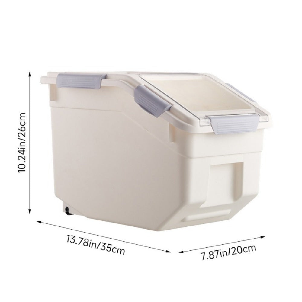 10kg Airtight Pet Food Storage Bin with Scoop & Wheels – Large PP Dog Cat Dry Food Container with Inclined Opening for Rice, Grain & Kibble, Green