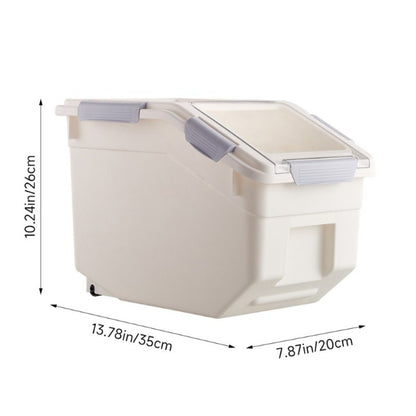10kg Airtight Pet Food Storage Bin with Scoop & Wheels – Large PP Dog Cat Dry Food Container with Inclined Opening for Rice, Grain & Kibble, Green