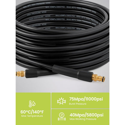 30M Pressure Washer Drain Cleaning Hose Kit Sewer Jetter Hose 5800PSI/400Bar for Washer Gun Includes 4 Adapters, 2 Corner & Rotating Nozzles for Cleaning Sewers, Sinks and Drains.