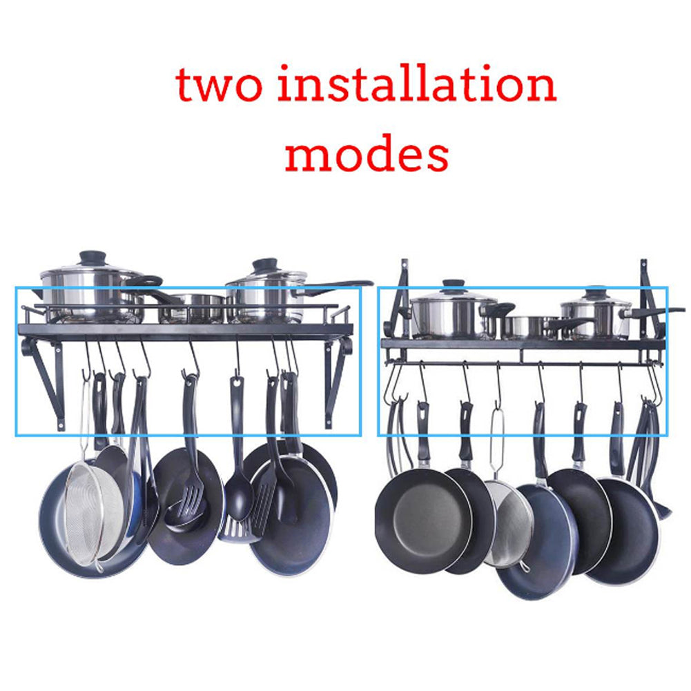 10-Hook Heavy Duty Metal Wall-Mounted Kitchen Organizer, Multifunctional Hanging Rack for Pots, Pans, and Cooking Utensils Storage, Space Saving Design for Small Kitchens