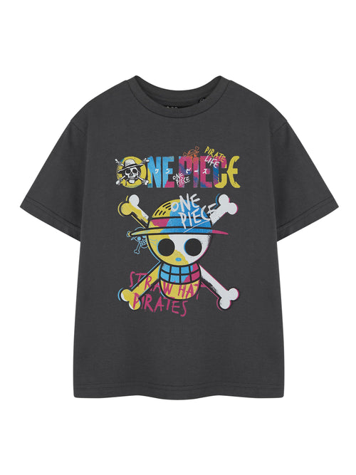 One Piece Pirate Life Boys Grey Short-Sleeved T-Shirt | Pirate Graphic Tee for Kids | Pirate Ship Adventure Theme Top Gift | Childrens Nautical Apparel | Boys Pirate Life Merchandise
