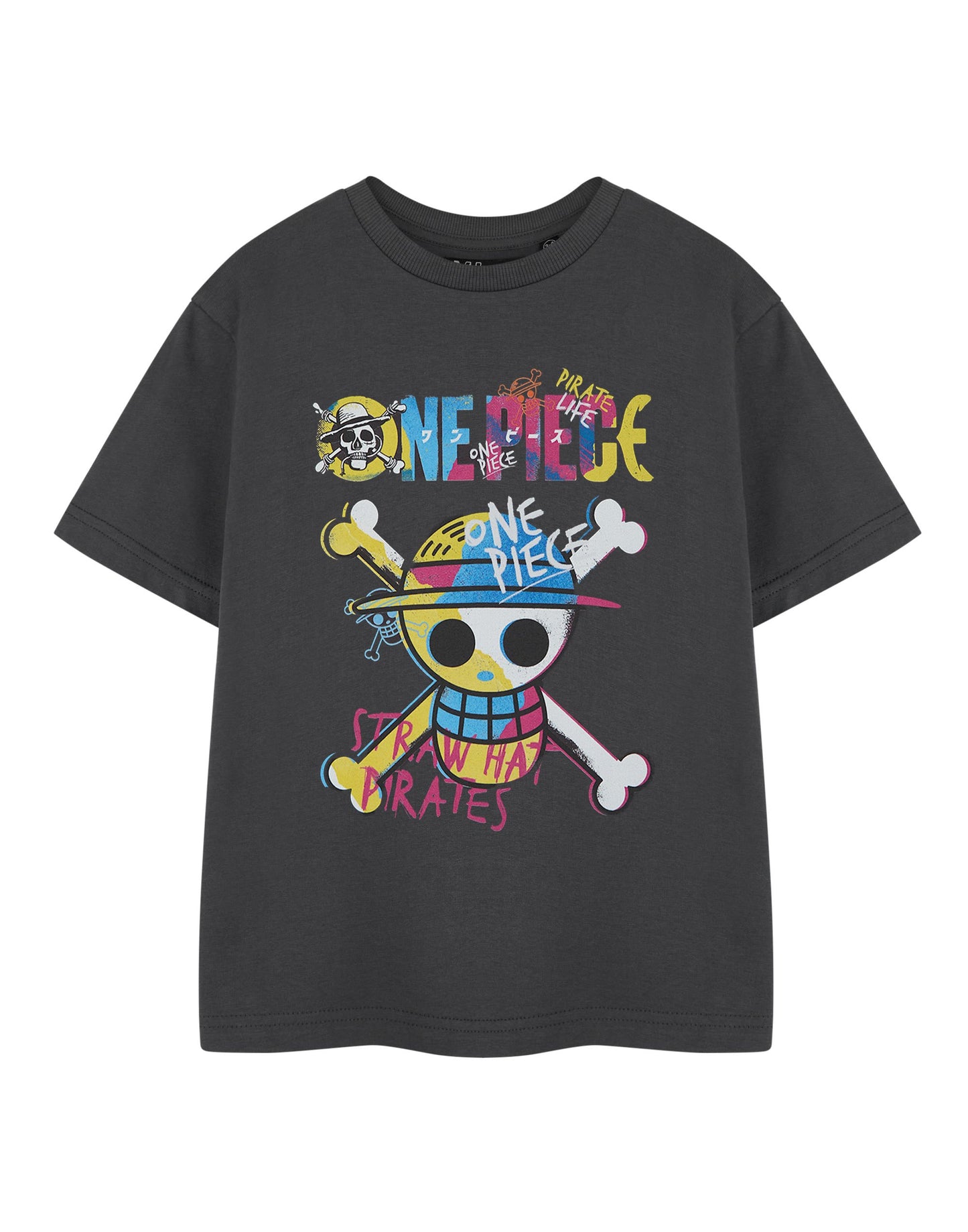 One Piece Pirate Life Boys Grey Short-Sleeved T-Shirt | Pirate Graphic Tee for Kids | Pirate Ship Adventure Theme Top Gift | Childrens Nautical Apparel | Boys Pirate Life Merchandise
