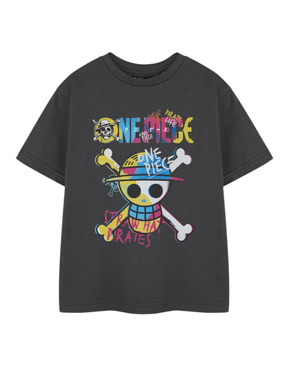 One Piece Pirate Life Boys Grey Short-Sleeved T-Shirt | Pirate Graphic Tee for Kids | Pirate Ship Adventure Theme Top Gift | Childrens Nautical Apparel | Boys Pirate Life Merchandise