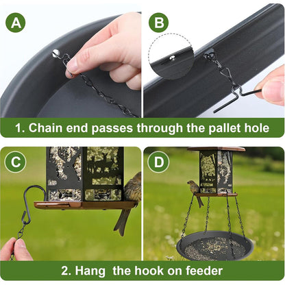 Bird Seed Catcher Tray, No Mess Hanging Bird Feeder Tray Platform Attachment to Catch Seed for Garden, Plastic, 1 Pack
