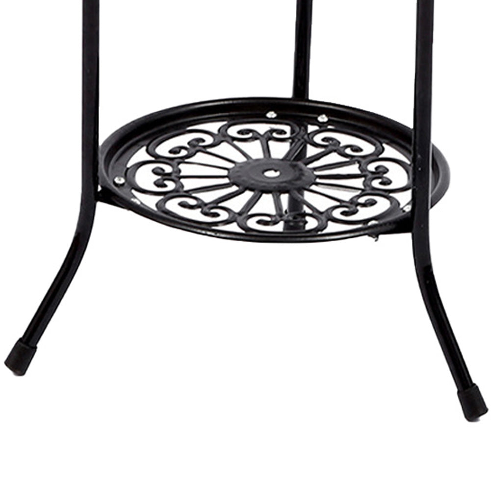 1PC Black Balcony Flowerpot Rack, 2-story Metal Plant Display Rack, Circular Display Base for Office and Living Room, Size 23*23*56cm