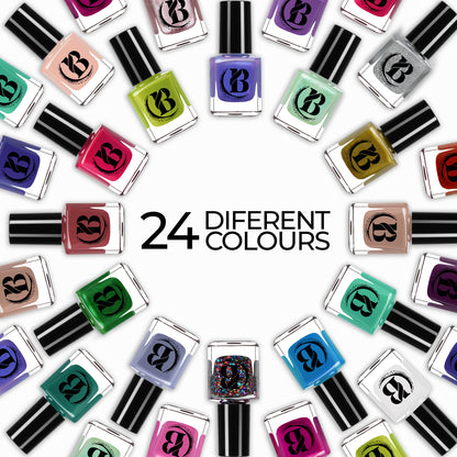 24 x Nail Polish Varnish Set 24 Different Colours Quick Drying British Seller