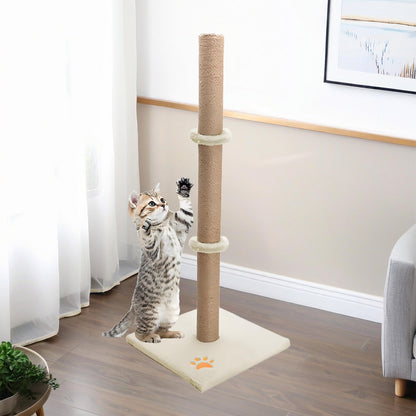 Cat Scratching Post 89 Cm Vertical Cat Tree For Pet Cats Climbing Frame With Soft Plush Carpet-Covered Base And Sisal Pole For Pet Cats