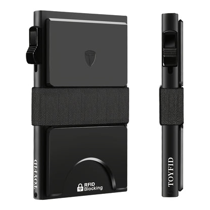 Compact Card Holder Designed for 12 Cards, Featuring RFID Protection And a Metal Construction. This Small Anti-Theft Case Includes a Sliding Ejector Button for Easy Access to Your Bank And Credit Cards, Made from Aluminum