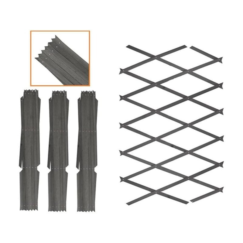 3 Pack Wooden Trellis Expandable Garden Wall For Climbing Plants Support 6 x 2ft (Grey)