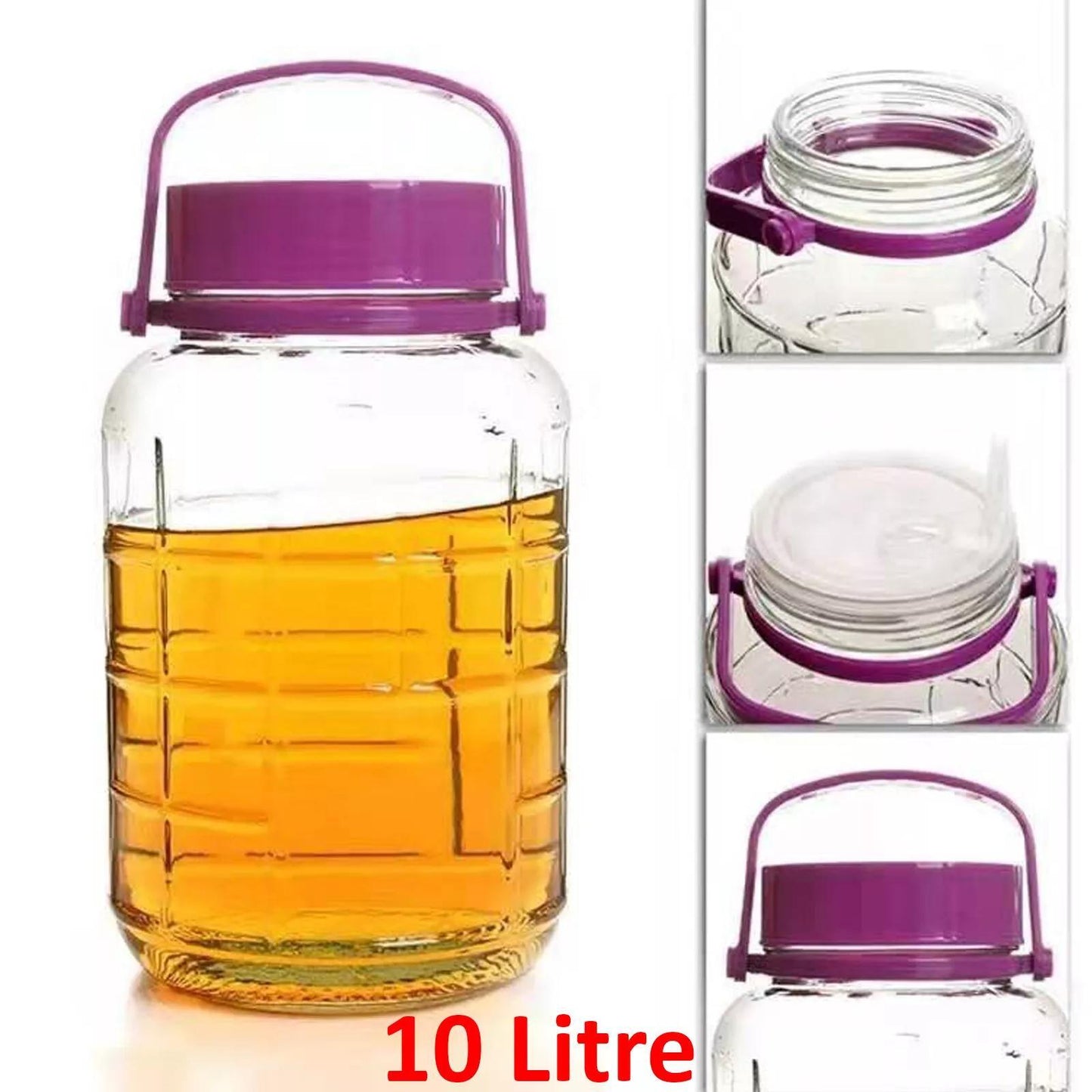 ATEK Clear Glass jar, 5L, 8L, 10L Premium Quality Transparent Pickle jar Food storage Container Airtight Slead Jars Kitchen Glass Food Container with Lid Pantry Glass Jar Preserving Jars Large Glass Canister
