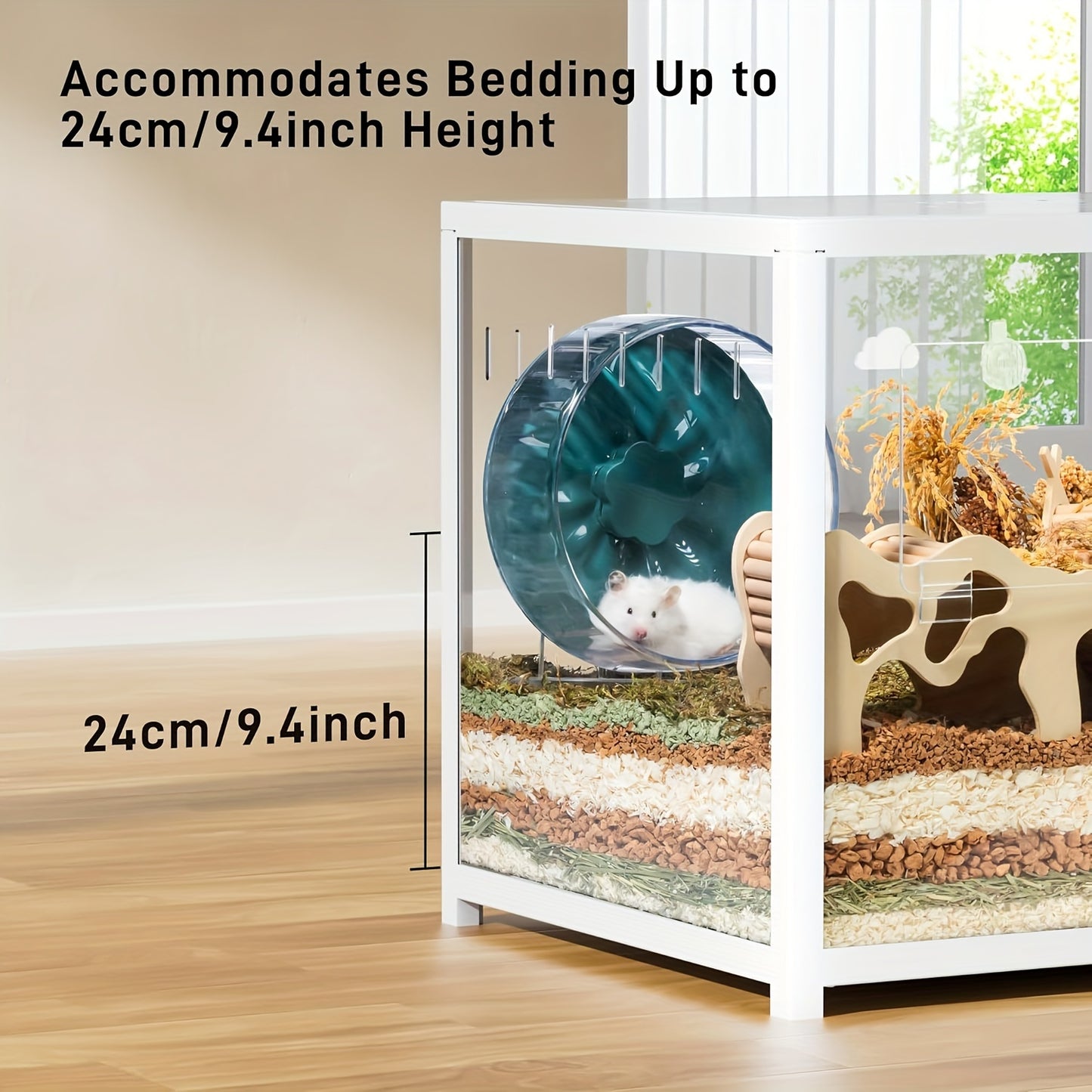 BUCATSTATE Metal Hamster Cage 2.0, Large Stackable Small Animal Habitat with Deep Burrow, Easy Assembly, for Dwarf and Syrian Hamsters Guinea Pigs Gerbils Reptiles, 65/80/100Cm, Free Random Color 20L Paper Bedding