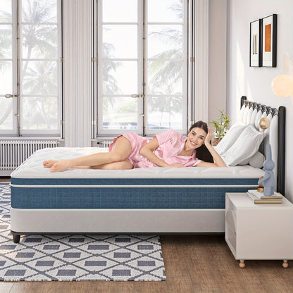 Hybrid Pocket Spring Memory Foam Mattress 25cm 7 Zone Support Orthopaedic Euro Top Hypoallergenic CertiPUR-US Foam Rolled Mattress in a Box All UK Sizes