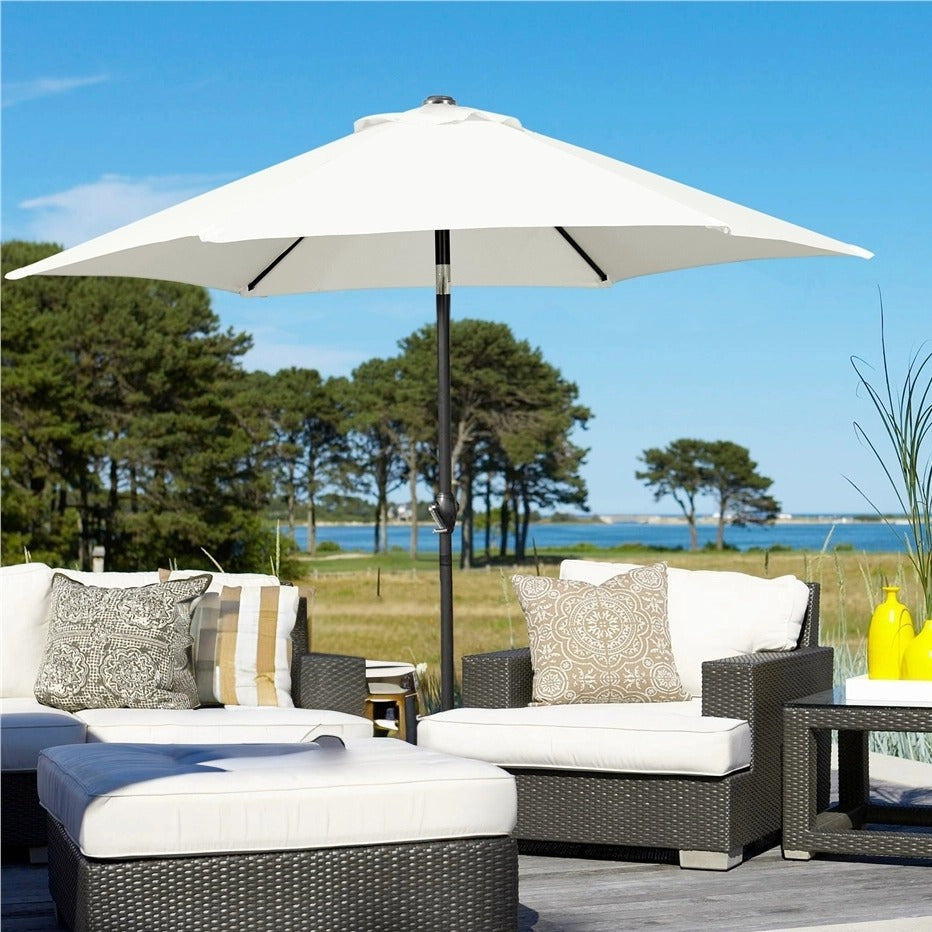 Costoffs Patio Umbrella Outdoor, 2.3m Market Umbrella Parasol Umbrella with Crank/Tilt/6 Ribs, Garden Table Umbrella for Patio, Deck, Backyard, Pool & Beach