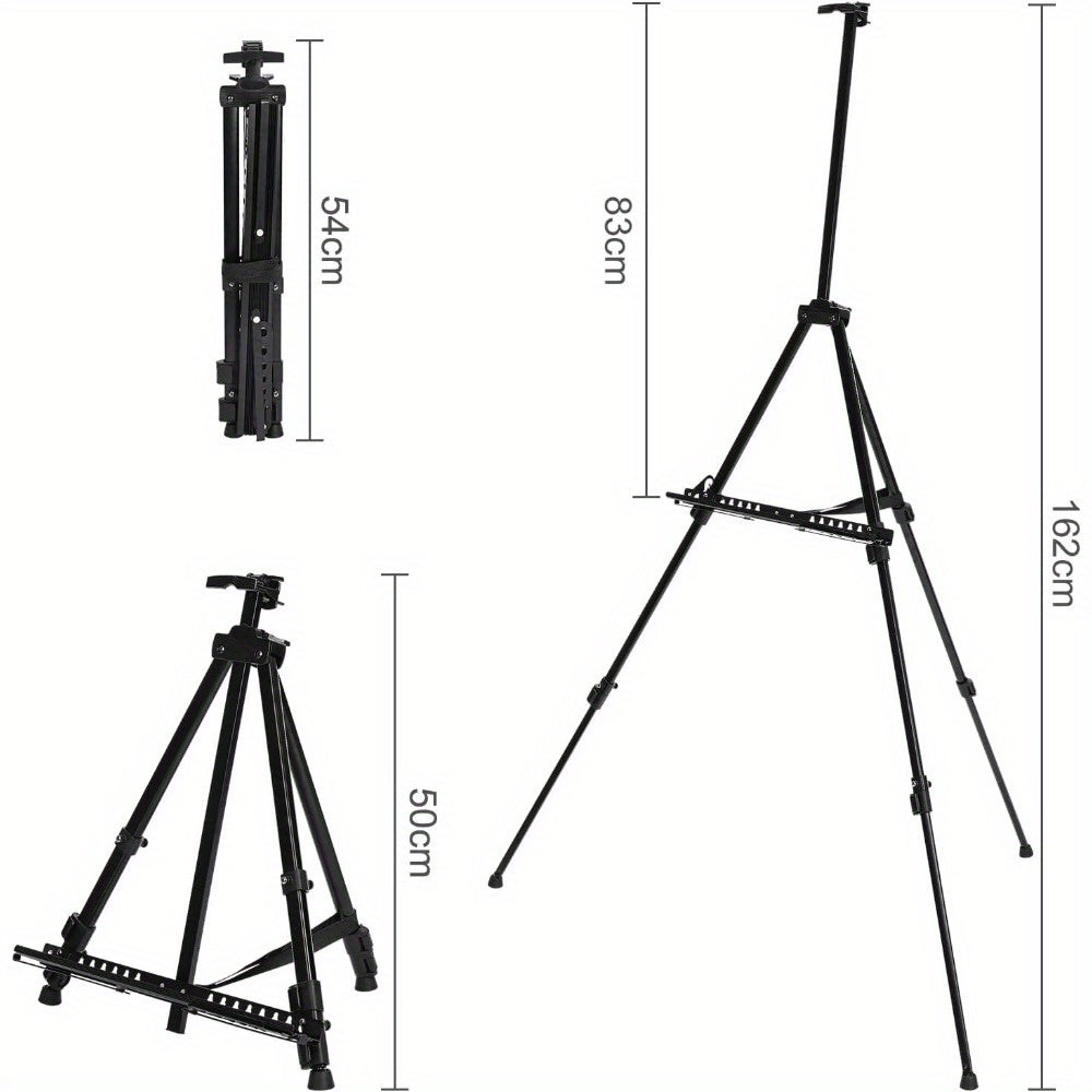 Easel for Display, Adjustable Height 20" to 63" Tabletop & Floor Art Easel, Metal Tripod Artist Easels Stand for Painting Canvas, Wedding Signs with Carry Bag - Black
