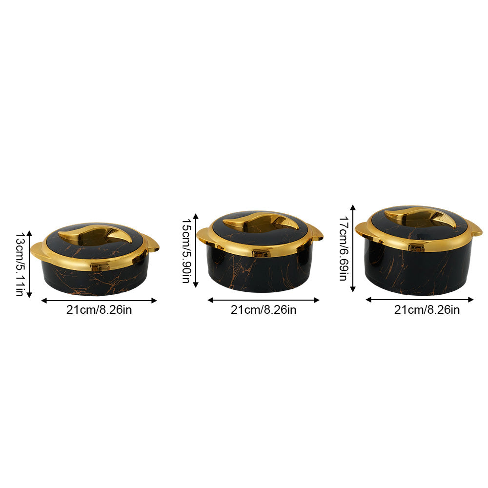 3pcs Stainless Steel Food Storage Containers with Handles, Multi-Size Insulated Food Containers Thermal Lunch Box, White/Black (1.5L + 2L + 2.5L)