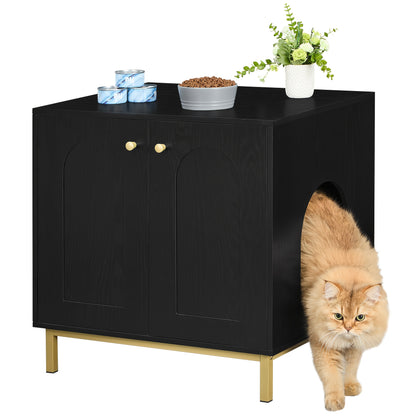 Cat Litter Box Enclosure, Hidden Litter Box Furniture, Wooden Pet House Side End Table, Storage Cabinet Bench, Fit Most Cat And Litter Box, Living Room, Bedroom, White