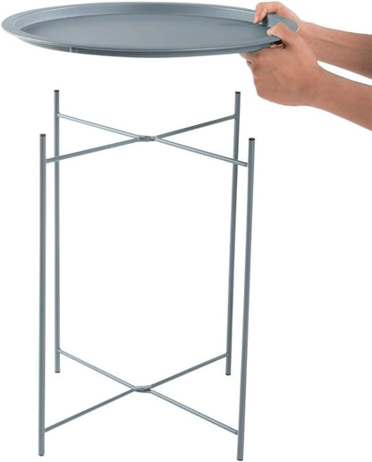 Trendi® Round/Metal Folding/Side Table Tray Top Light/Portable/Coffee/Night Stand