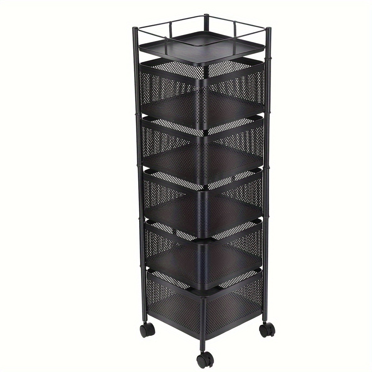 6 Tier Kitchen Rotating Storage Trolley Cart Utility Vegetable Mobile Shelf Kcsi