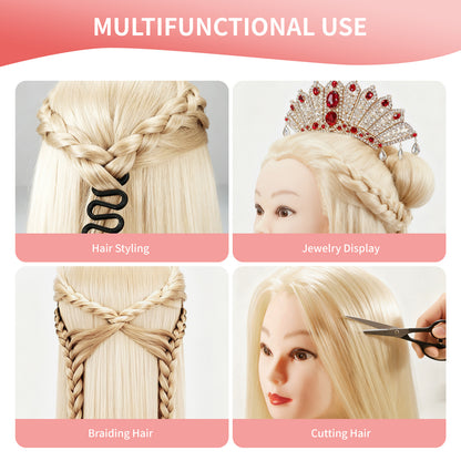 24"/28" Hairdressing Styling Mannequin Doll Salon Training Hair Clamp Professional