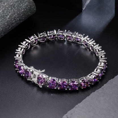 1pc 8mm Purple Tennis Chain Wedding Anniversary Concert Daily Bracelet Accessories Men's and Women's Thanksgiving Christmas Father's Day Holiday Gift Everyday Gift