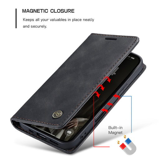 Upgraded Faux Leather Flip Cover Wallet Case For iPhone 16 Plus 16 Pro Max with Card Holder, Magnetic Closure, and Stand Function Phone Case
