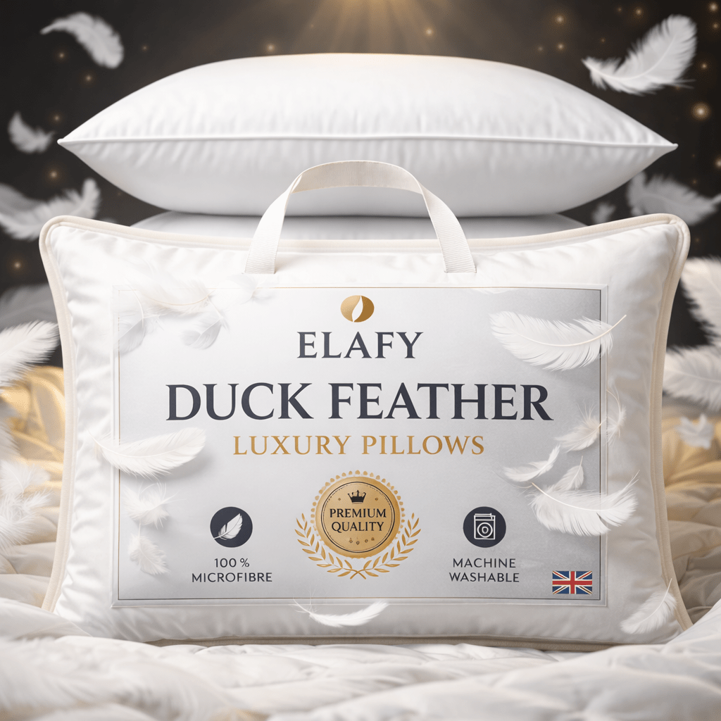 ELAFY Duck Feather & Down Microfiber Pillows Pack of 1 & 2 & 4 – Hotel Quality Ultra Soft & Fluffy Bed Pillows, Hypoallergenic, Breathable & Machine Washable, High Loft Support Pillow Set for Home & Bedroom from Local Warehouse