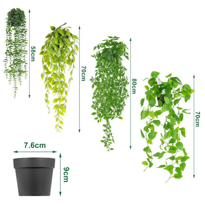 Artificial Hanging Plants Fake Ivy Vine with Pot Faux Greenery Hanging Basket for Indoor Outdoor Home Decor Wall Patio Office Shelf Room Decoration