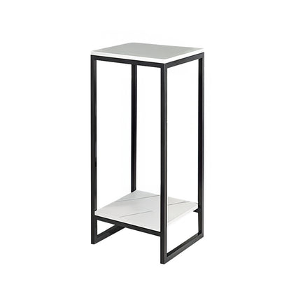 1pc Floor-to-ceiling Flower Stand in The Living Room, Balcony Column Plant Display Rack, Double-layer Plant Display Rack Flower Stand, Black and White, 30*30*60cm