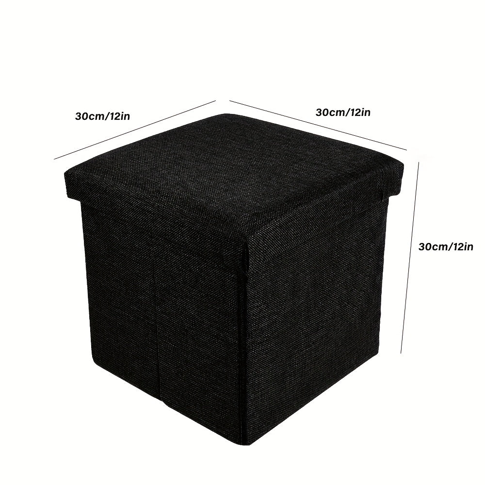 Grey Cotton And Linen Storage Stool, Suitable for Storing Toys, Clothes, Etc., Suitable for Living Rooms, Study Rooms, Bedrooms.