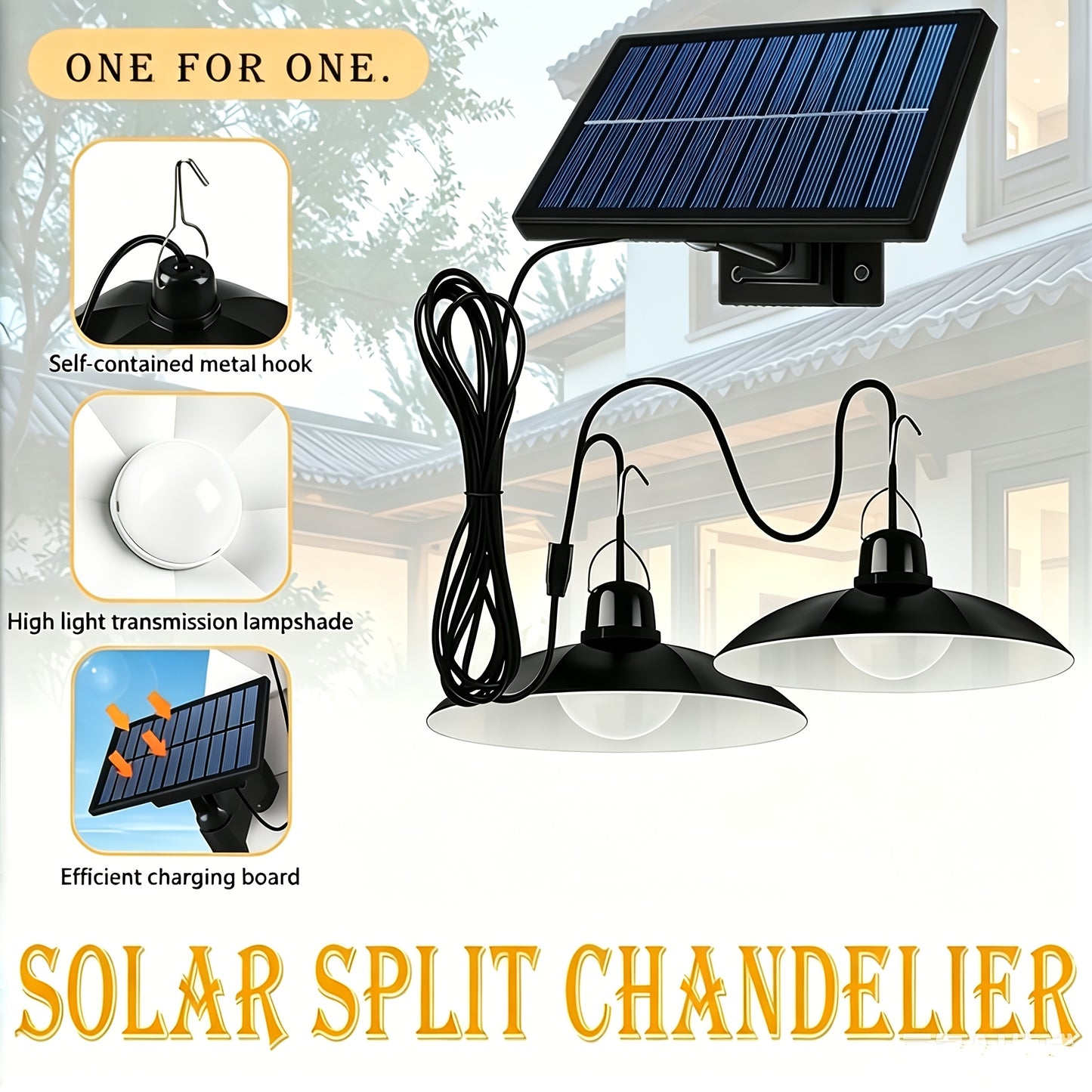 Solar Ceiling Lamp, Solar Garden Lamp, Intelligent Light-Sensing Solar Lamp, Outdoor IP55 Solar Lamp, Decorative Pendant Lamp, Suitable for Indoor Use, Barn, Decorative Lamp, Camping Lamp And Outdoor Lamp