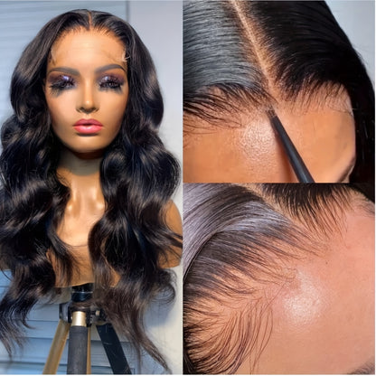 200% Density, Ready-To-Wear Glueless Wigs Made from Human Hair, Pre-Plucked And Pre-Cut, Ideal for Beginners. Features a 5X5 HD Lace Closure And Body Wave Style, Allowing for Easy Application in 3 Seconds Without Glue
