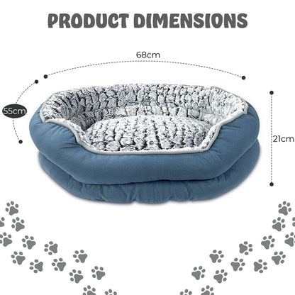 Plush Donut Dog Bed Mat Non-Slip Machine Washable – Faux Fur Self-Warming Pet Bed with Raised Edges | Small Medium Large Breeds | 3 Sizes 55x45 68x55 80x65cm | Cats & Dogs | UK