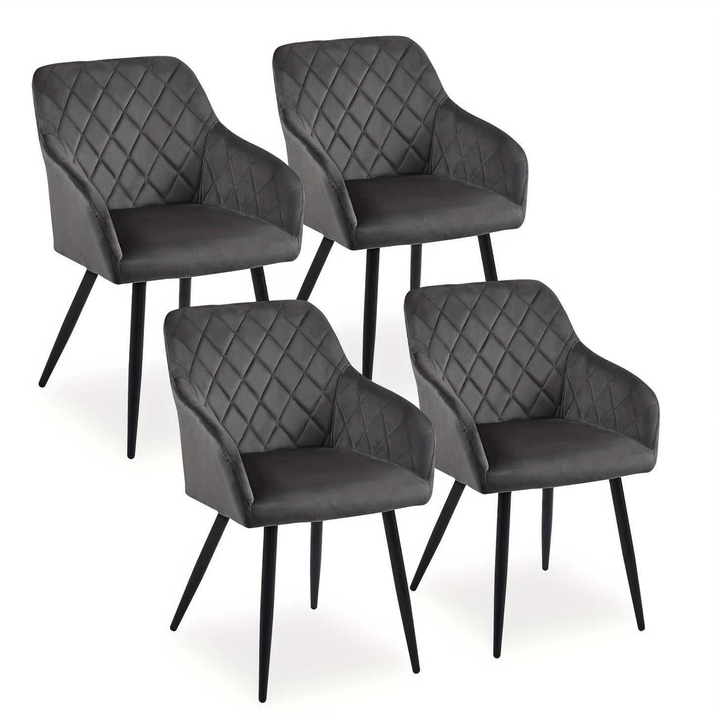 Velvet Leisure Dining Chairs , Upholstered Seat with Arms And Metal Legs , Set Of 2/4 , Occasional Living Room Bedroom Lounge Reception Chairs