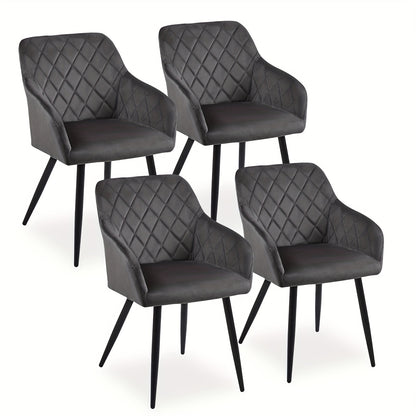 Velvet Leisure Dining Chairs , Upholstered Seat with Arms And Metal Legs , Set Of 2/4 , Occasional Living Room Bedroom Lounge Reception Chairs