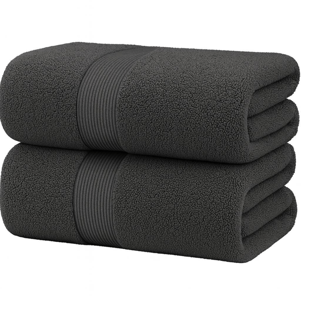 Pack of 2 Cotton Bath Sheets (75×145 cm), Soft, Absorbent & Machine Washable, Ideal for Bathroom, Gym or Daily Use