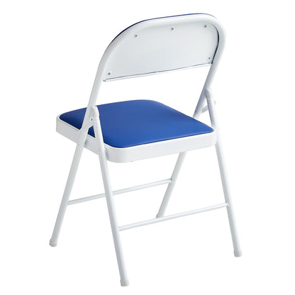Set of 6 Folding Chairs, Faux Leather Foldable Chairs with Metal Frame and Padded Seat, Easy to Fold and Store for Home, Office, Dining and Reception