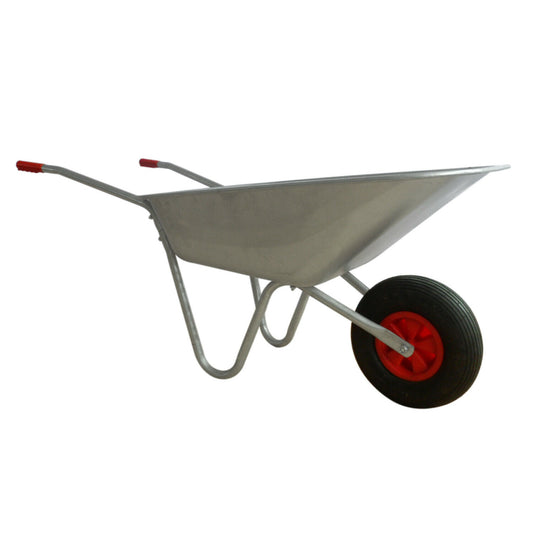 65L Wheelbarrow Heavy Duty Galvanised Home Garden Metal Cart with Pneumatic Tyre