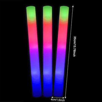 30-Pack of Foam Glow Sticks - Vibrant LED Light Sticks for Weddings, Birthday Celebrations, Camping Trips, New Year Events, And Raves