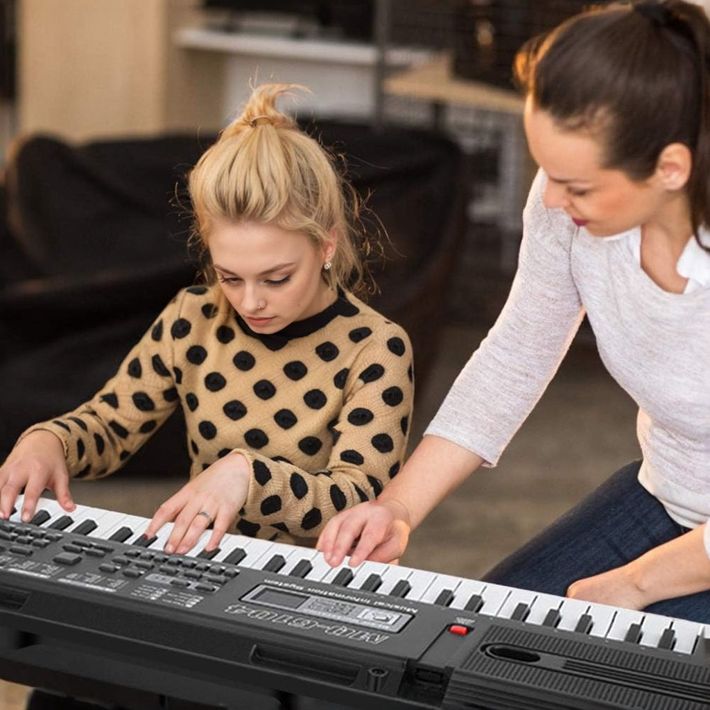 61-Key Digital Piano Keyboard with Microphone, Portable Music Piano Keyboard Electronic Keyboard Multifunctional Key Piano Musical Instrument Keyboard for Piano Music Teaching Birthday Gifts Beginner (With LCD Display)
