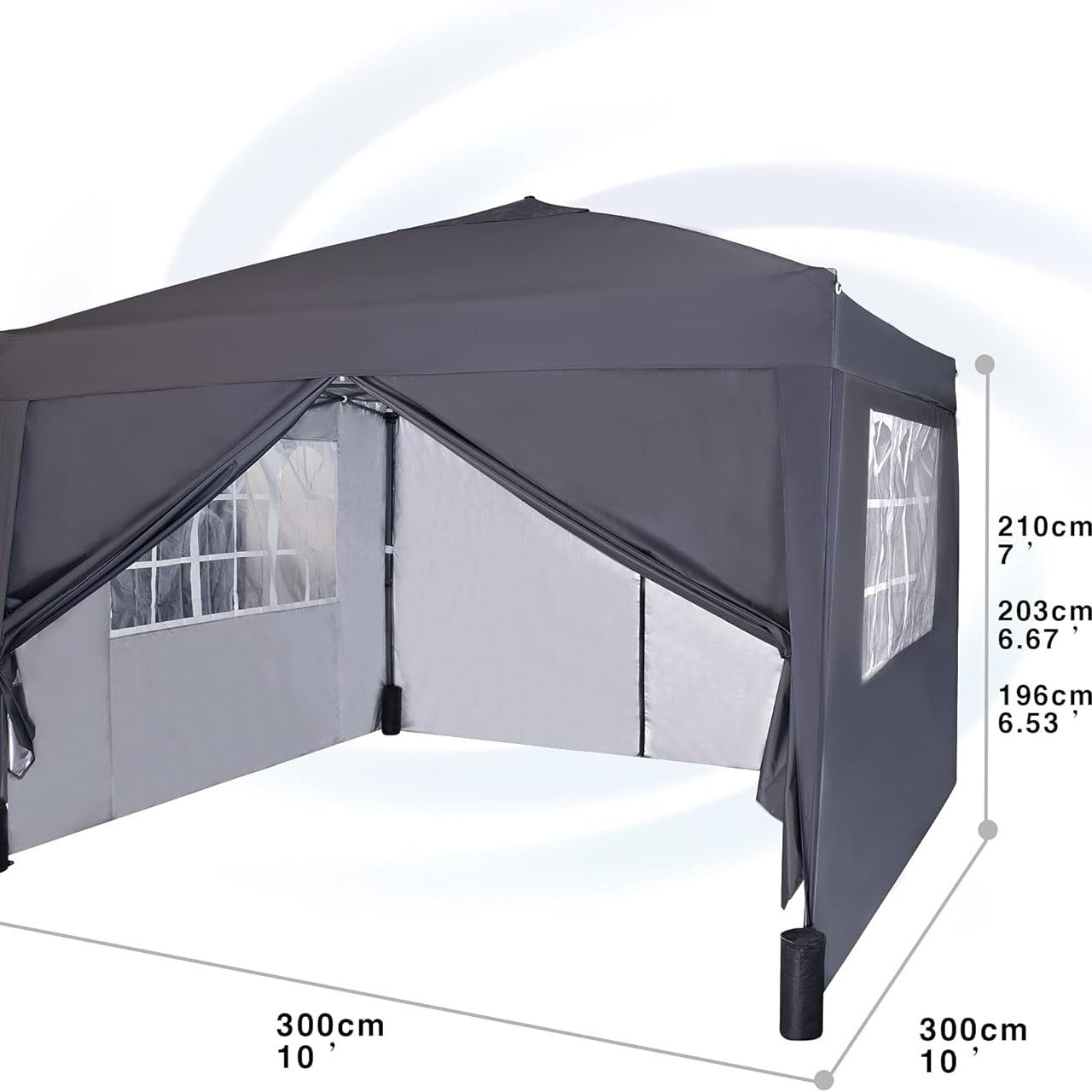 Pop-up Gazebo 3m x 3m with Sides & 4 Weight Bags & Silver Protective Layer Waterproof Marquee Canopy
