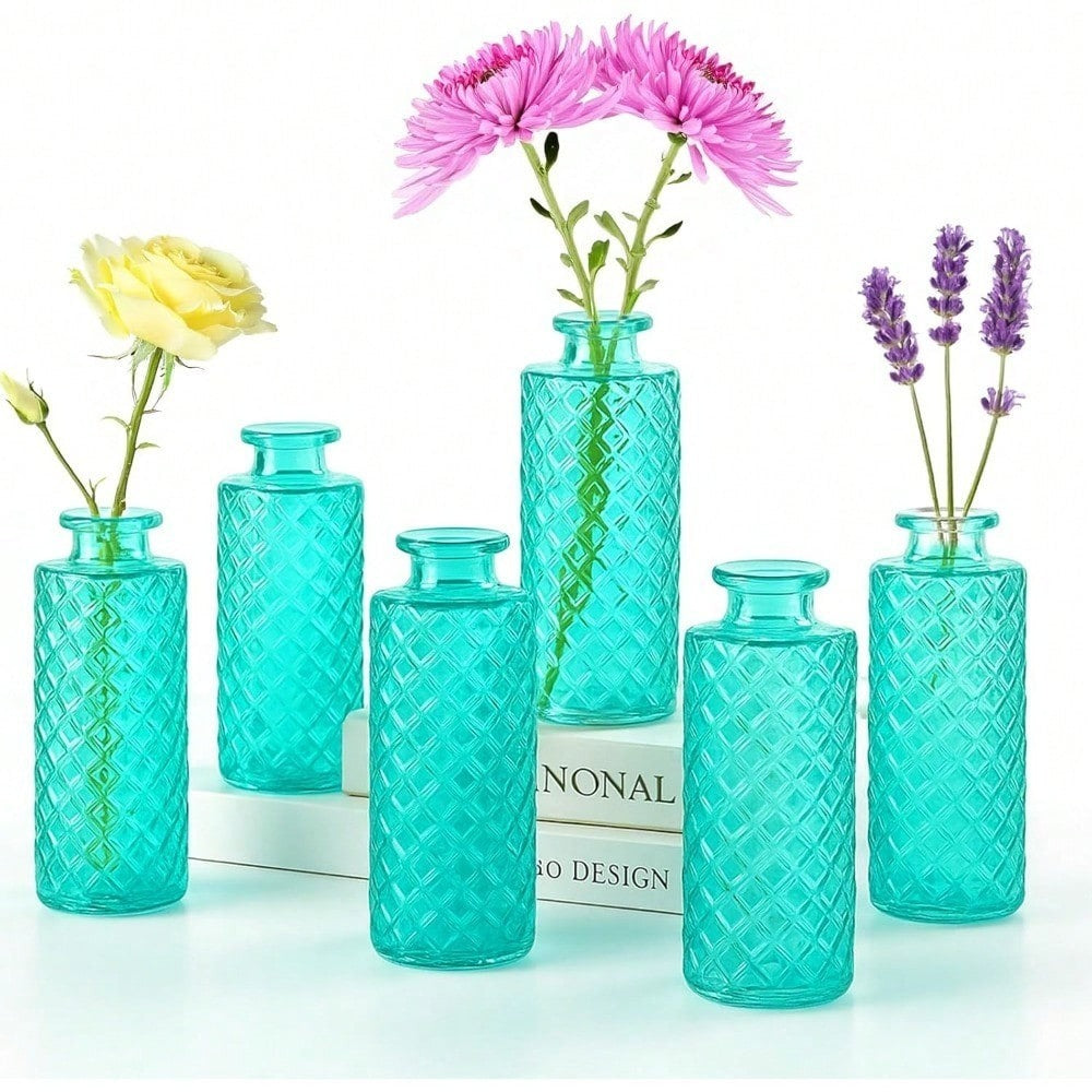 A set of 12 glass bud vases, small retro glass vases, minimalist retro dining table center decorations, home decor, wedding parties, restaurants, floral arrangements, tea lights, candle holders, desktop decorations