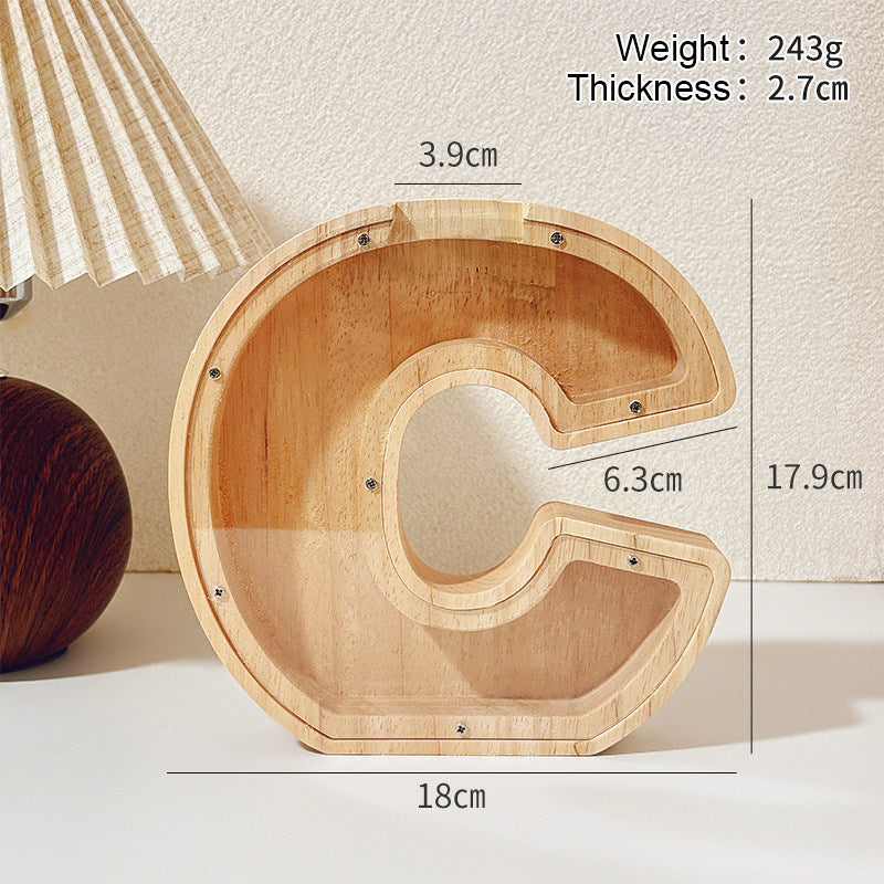1 unique 18cm*18cm wooden letter jar - 26 creative A-Z letter storage containers, transparent design, birthday gift idea, home decoration, best friend gift, and functional holiday present.