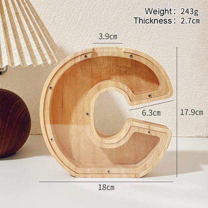 1 unique 18cm*18cm wooden letter jar - 26 creative A-Z letter storage containers, transparent design, birthday gift idea, home decoration, best friend gift, and functional holiday present.