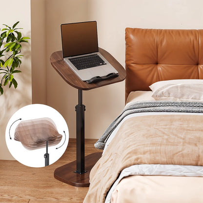 1 Piece Adjustable Bedroom Book and Computer Storage Table, Rotating Living Room Snack and Drink Shelves, Adjustable Height Shelf, Rotatable Bedroom Office Computer Shelf, Living Room Book Storage Shelf, Home Office Desk, Laptop Table, C-Shaped Bedroom Be